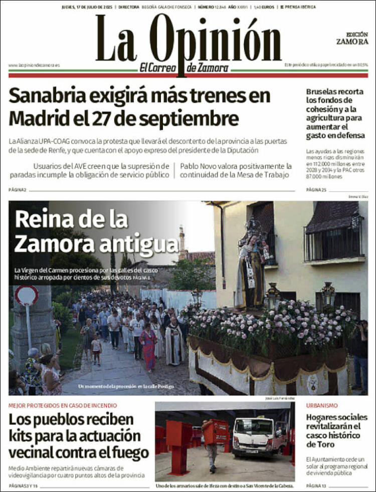 Portada de La Opinión - El Correo de Zamora (Spain)