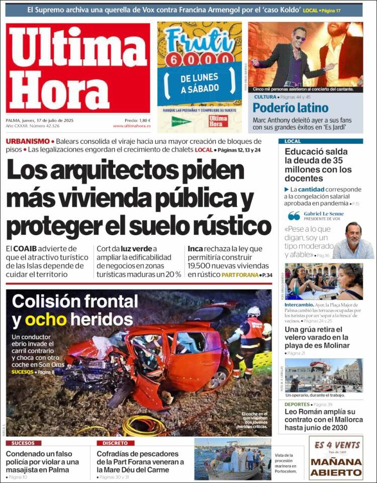 Portada de Última Hora (Spain)