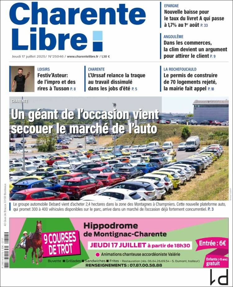 Portada de Charente Libre (France)