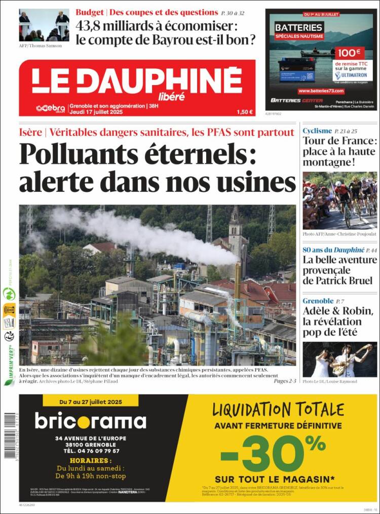 Portada de Le Dauphiné Libéré (France)