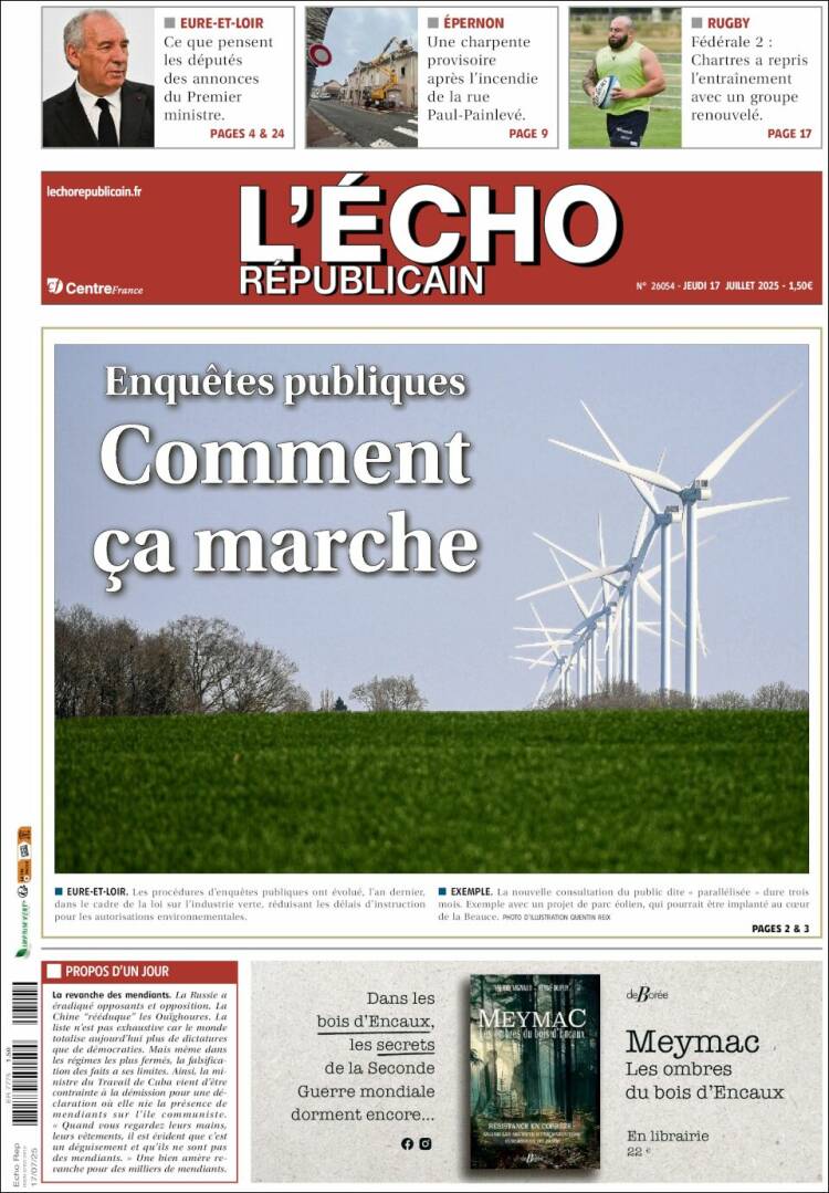 Portada de L'Echo Républicain (France)