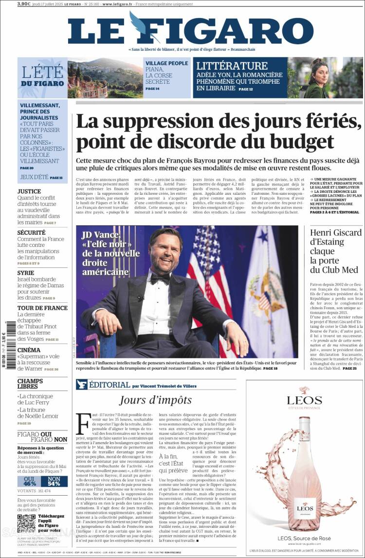 Portada de Le Figaro (France)