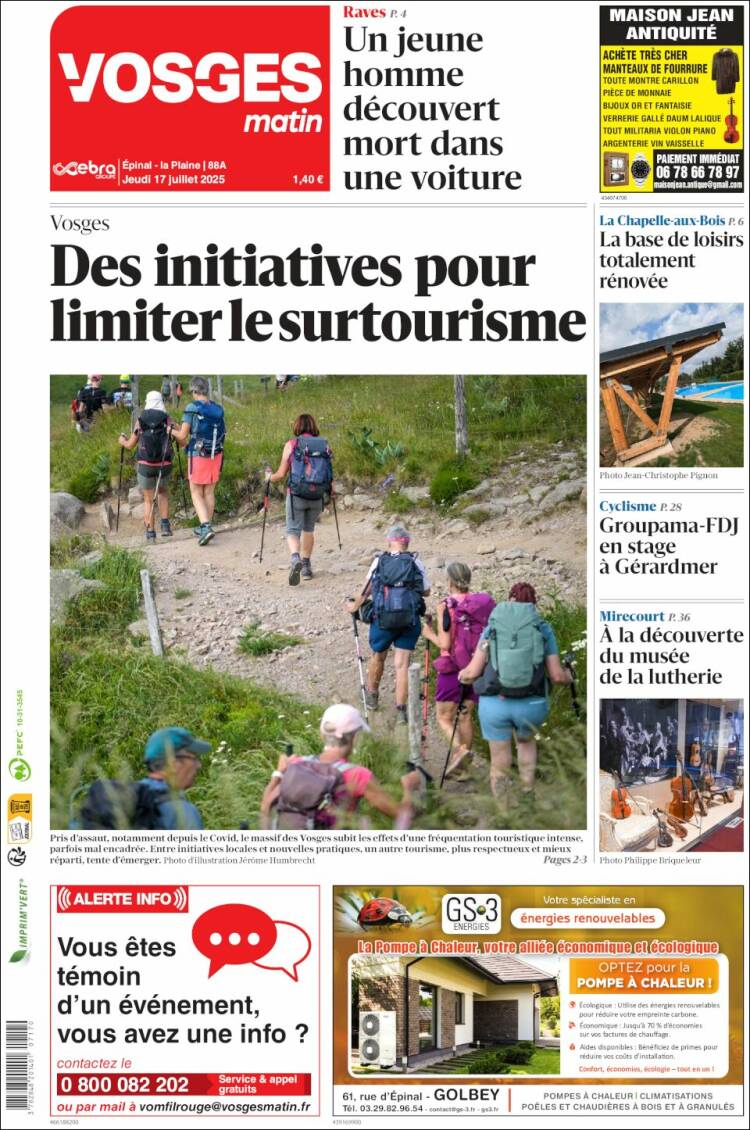 Portada de Vosges Matin (France)