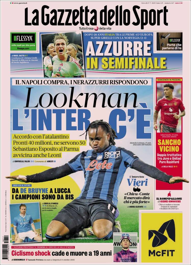 Portada de La Gazzetta dello Sport (Italy)