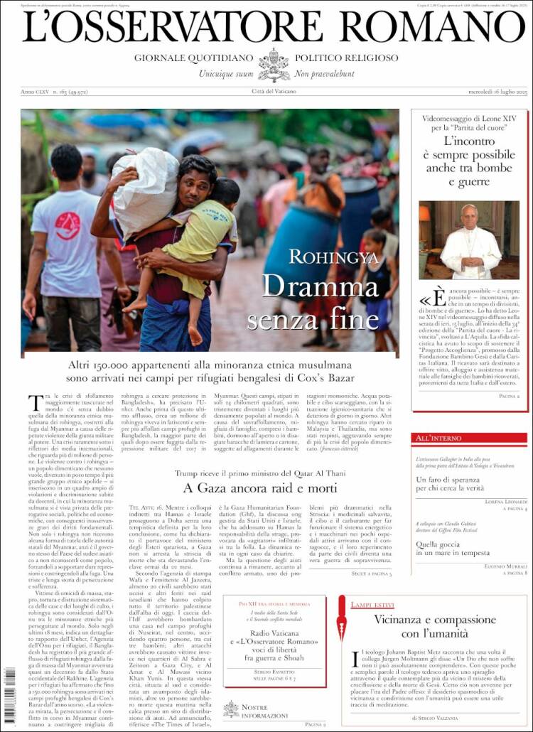 Portada de L'Osservatore Romano (Italy)