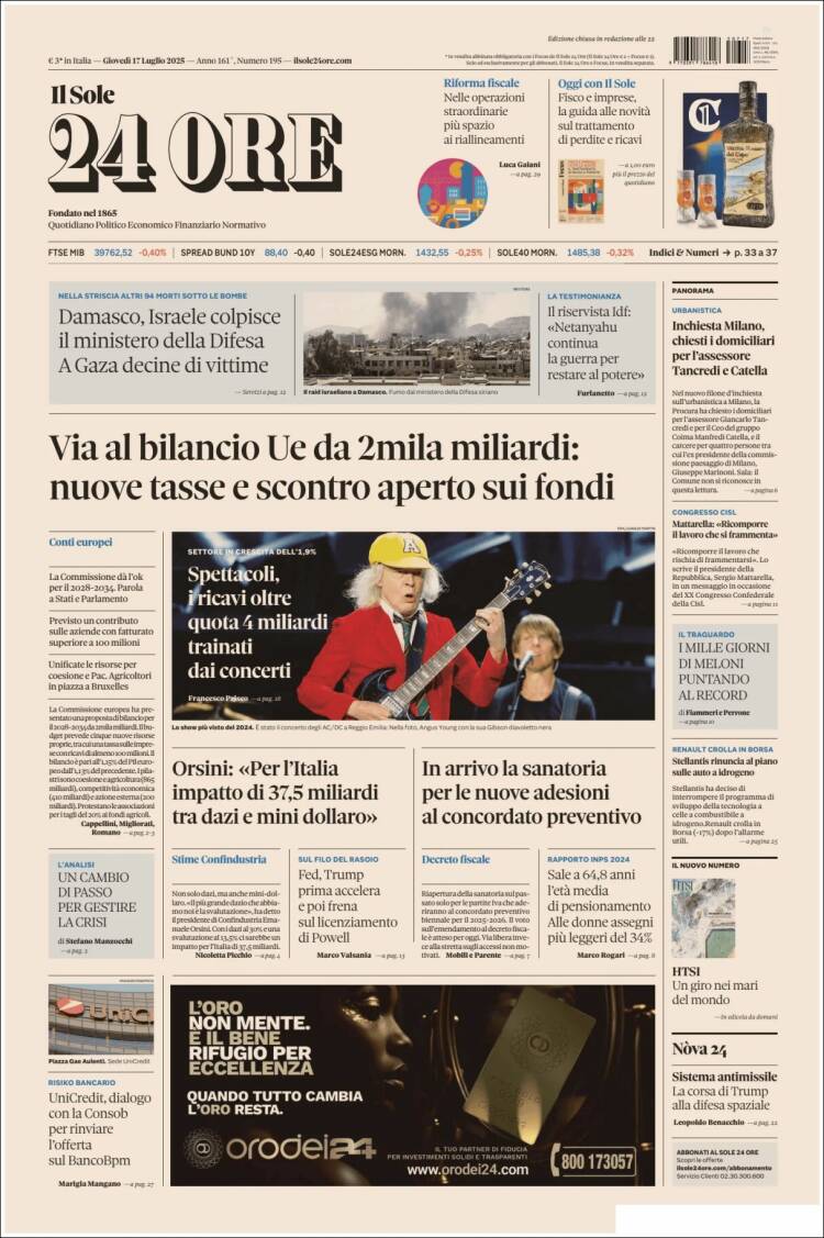 Portada de Il Sole 24 ORE (Italy)