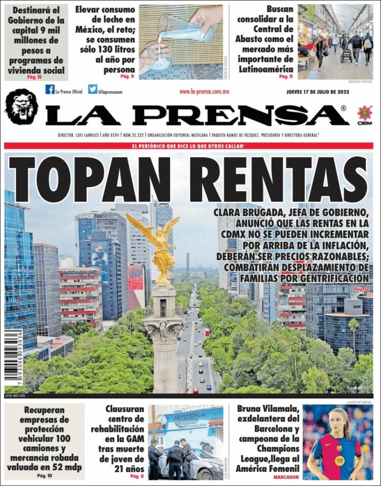 Portada de La Prensa (Mexico)