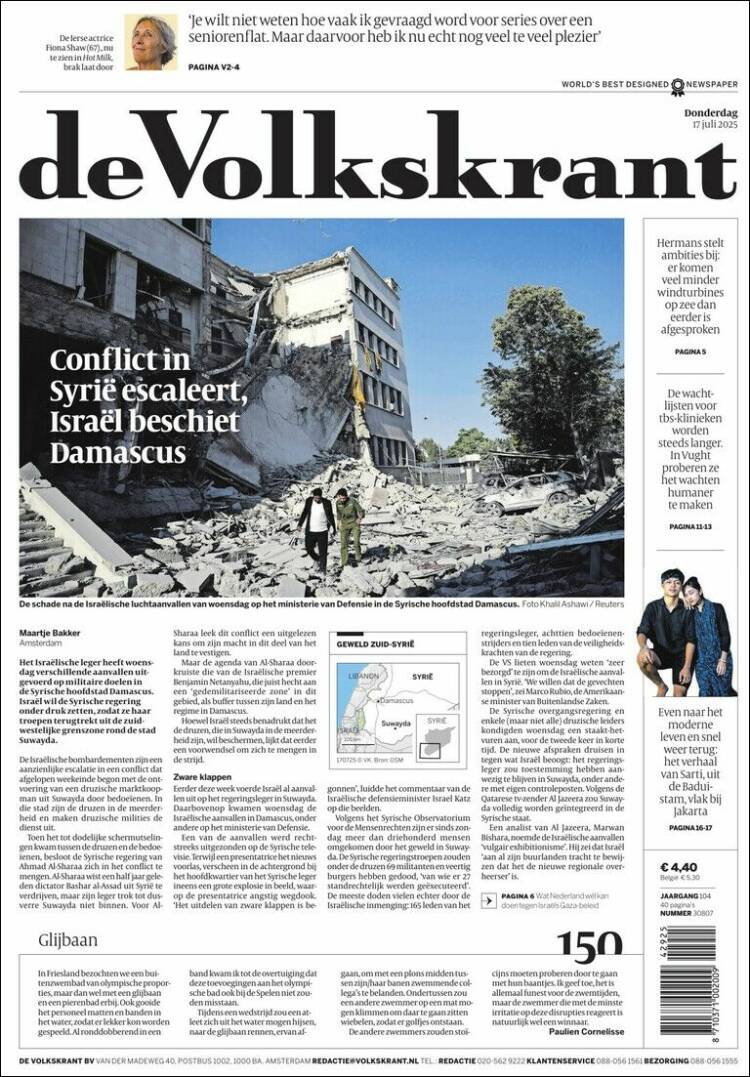 Portada de De Volkskrant (Netherlands)