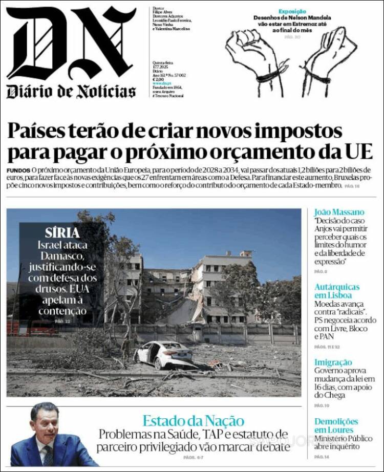Portada de Diário de Noticias (Portugal)