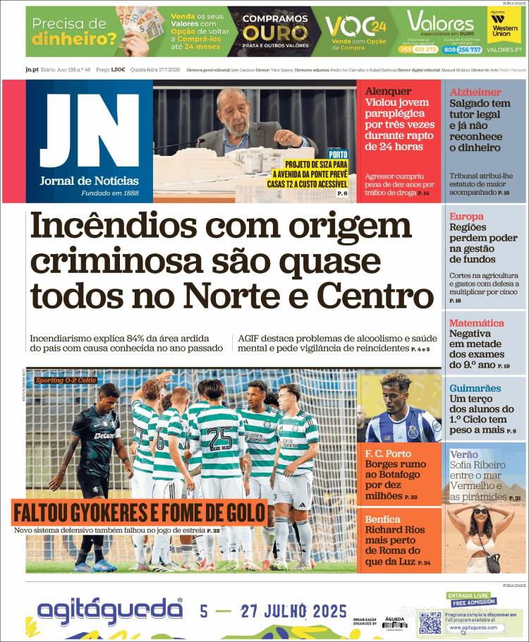 Portada de Jornal de Notícias (Portugal)