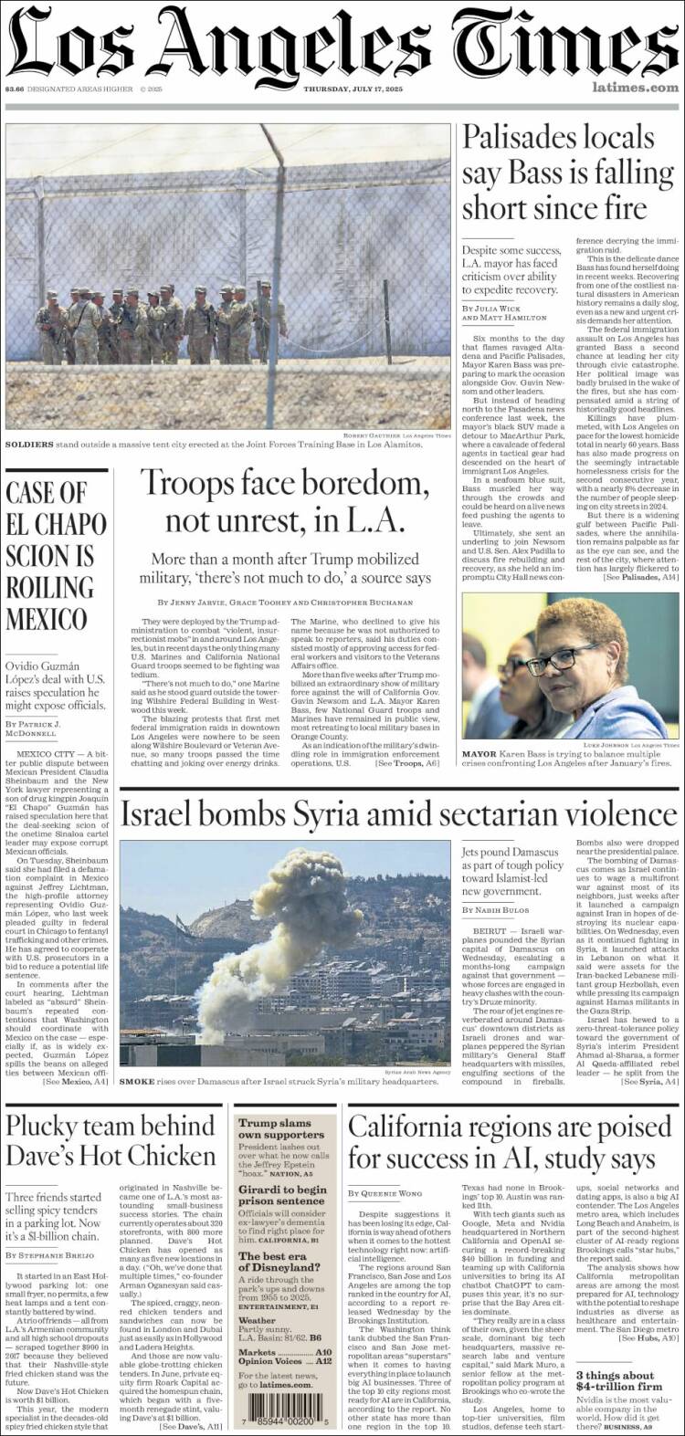 Portada de Los Angeles Times (USA)