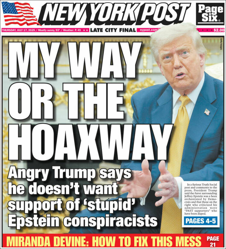 Portada de New York Post (USA)