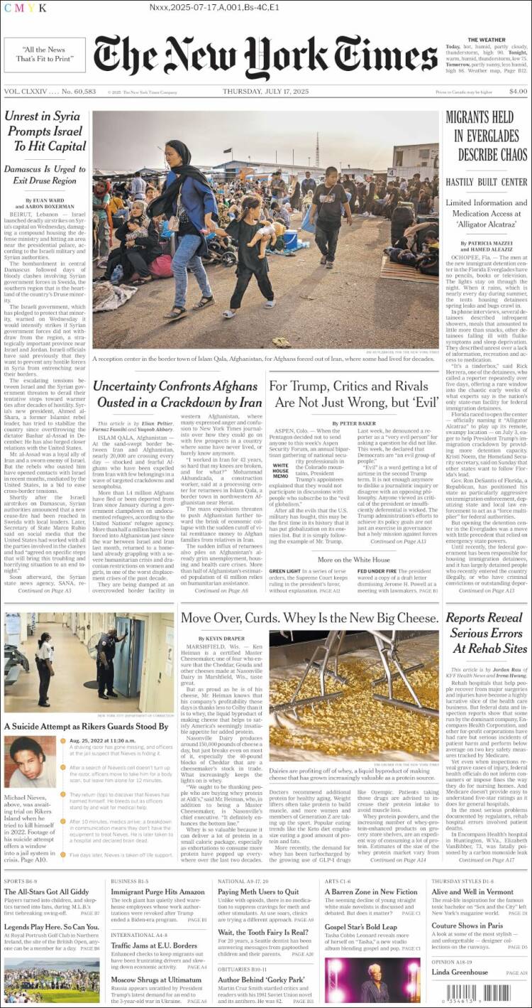 Portada de New York Times (USA)