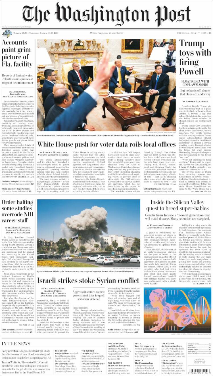 Portada de The Washington Post (États-Unis)