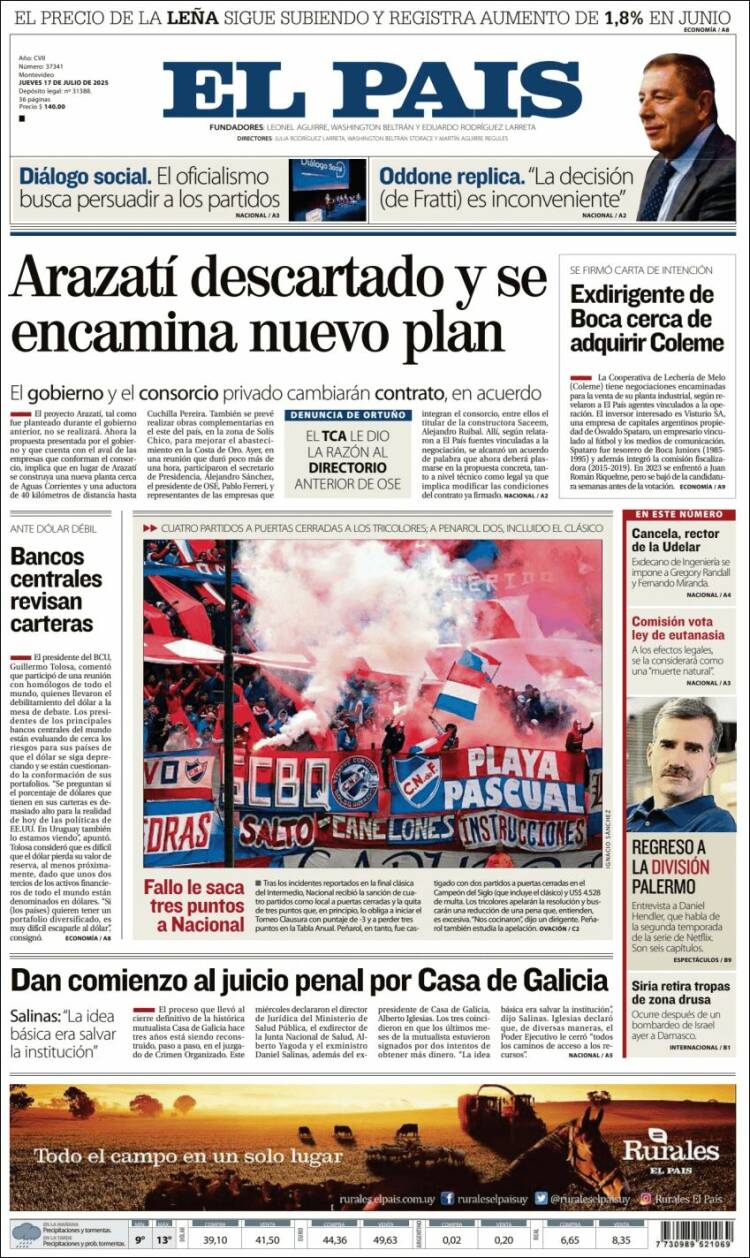 Portada de El País (Uruguay)