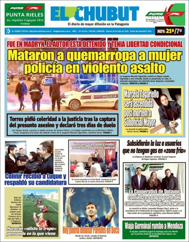 Portada de El Chubut (Argentina)