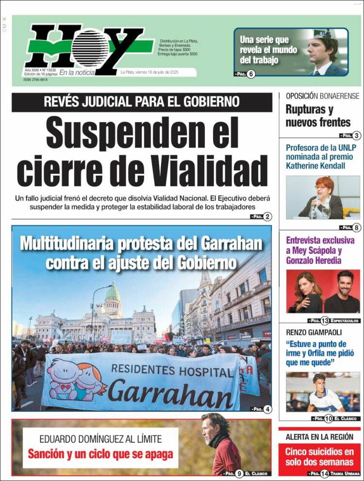 Portada de Diario Hoy (Argentina)