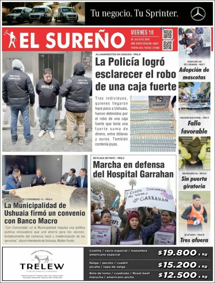 Portada de Diario El Sureño (Argentina)
