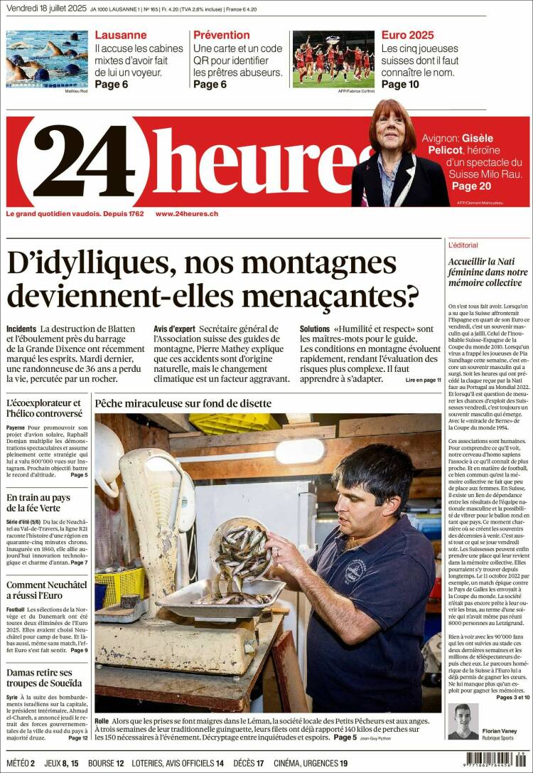 Portada de 24 Heures (Switzerland)