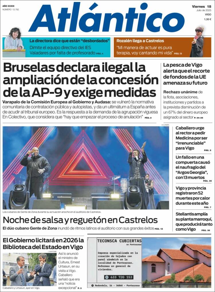 Portada de Atlántico Diario (Spain)