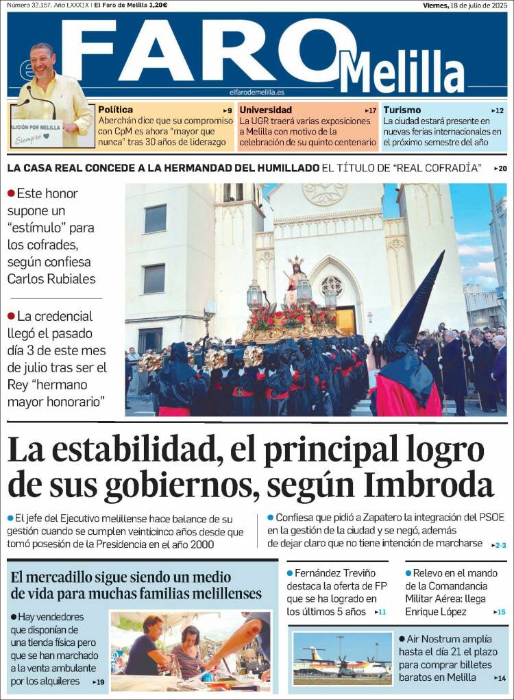 Portada de El Faro de Melilla (Spain)