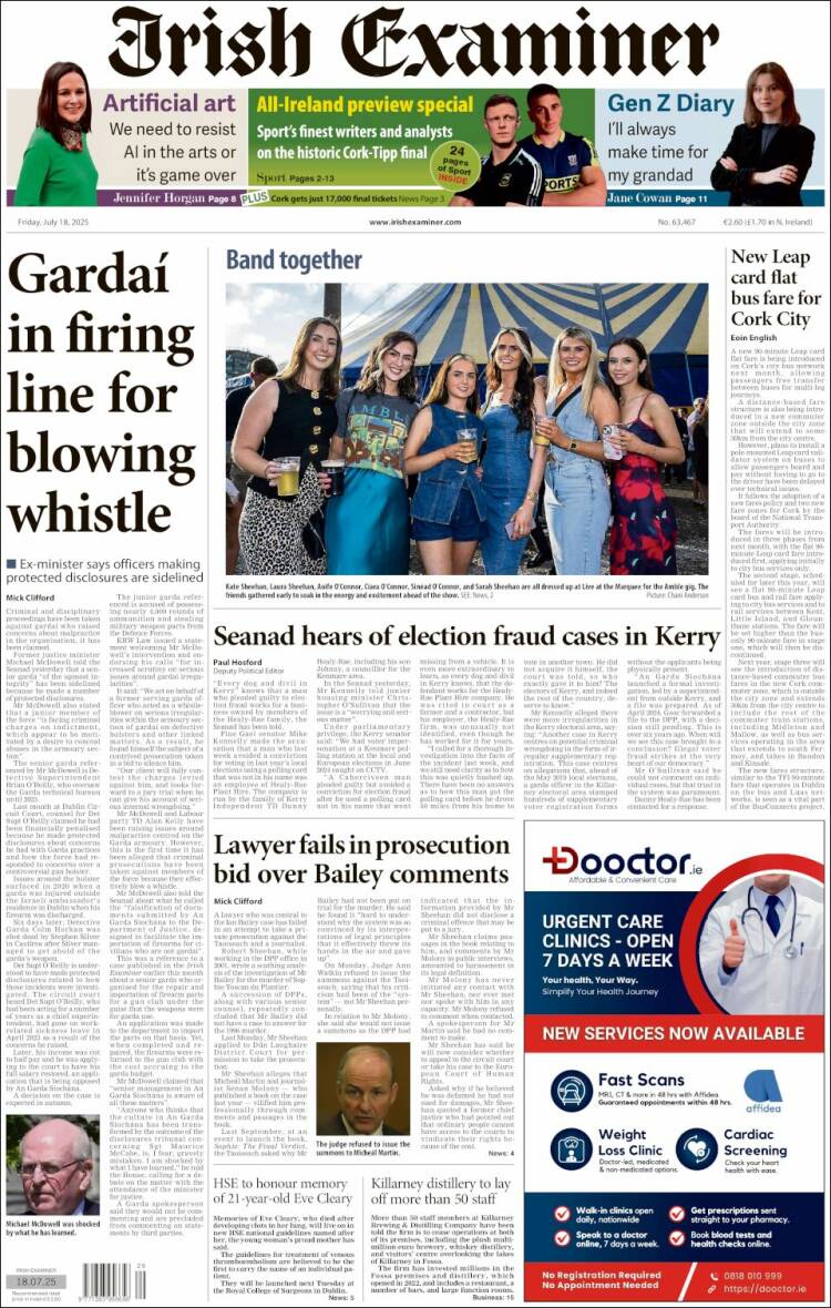 Portada de Irish Examiner (Ireland)