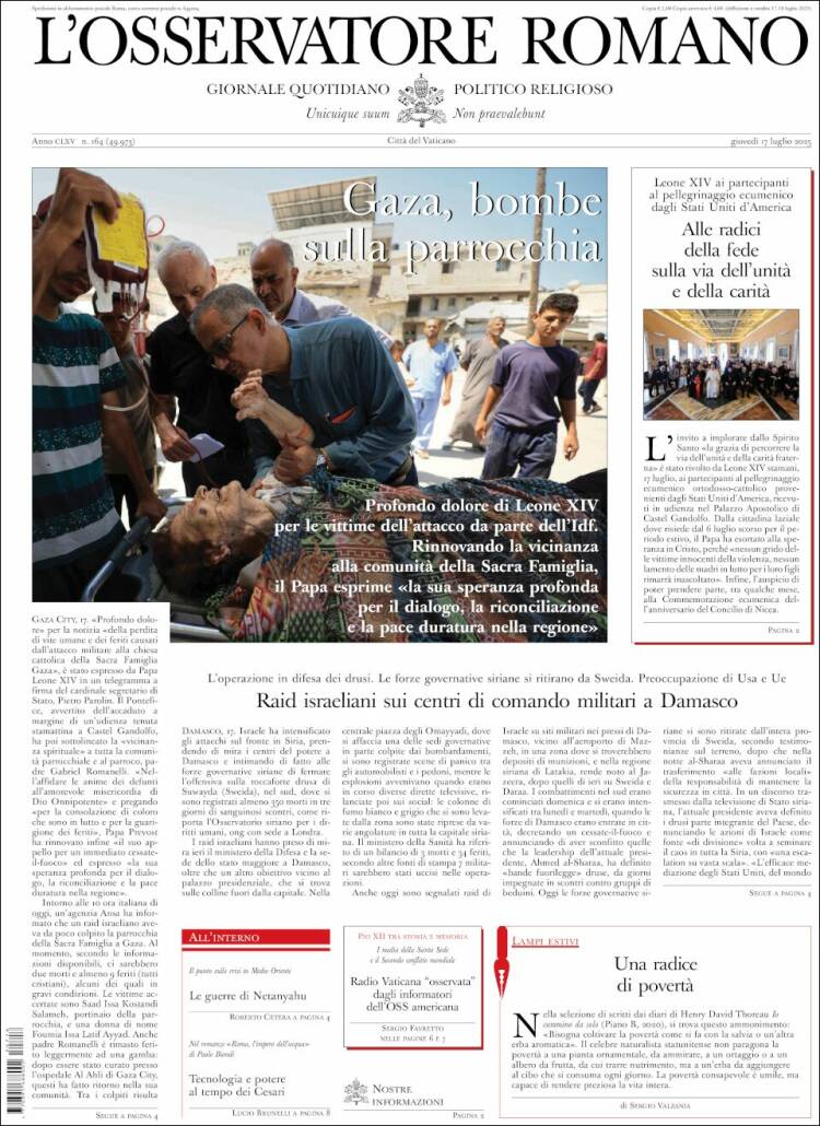 Portada de L'Osservatore Romano (Italy)