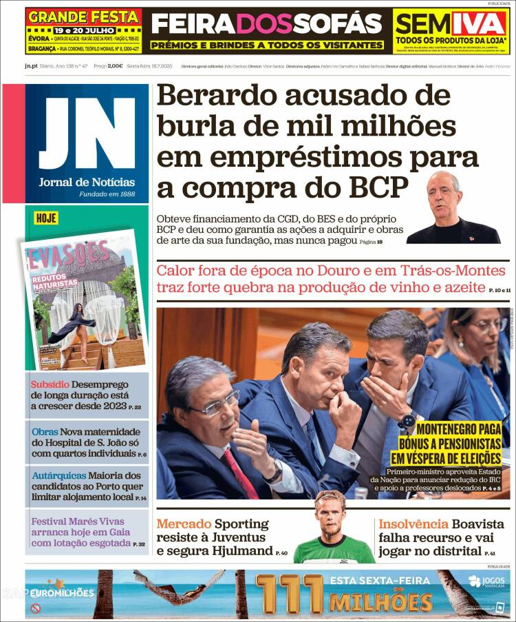 Portada de Jornal de Notícias (Portugal)