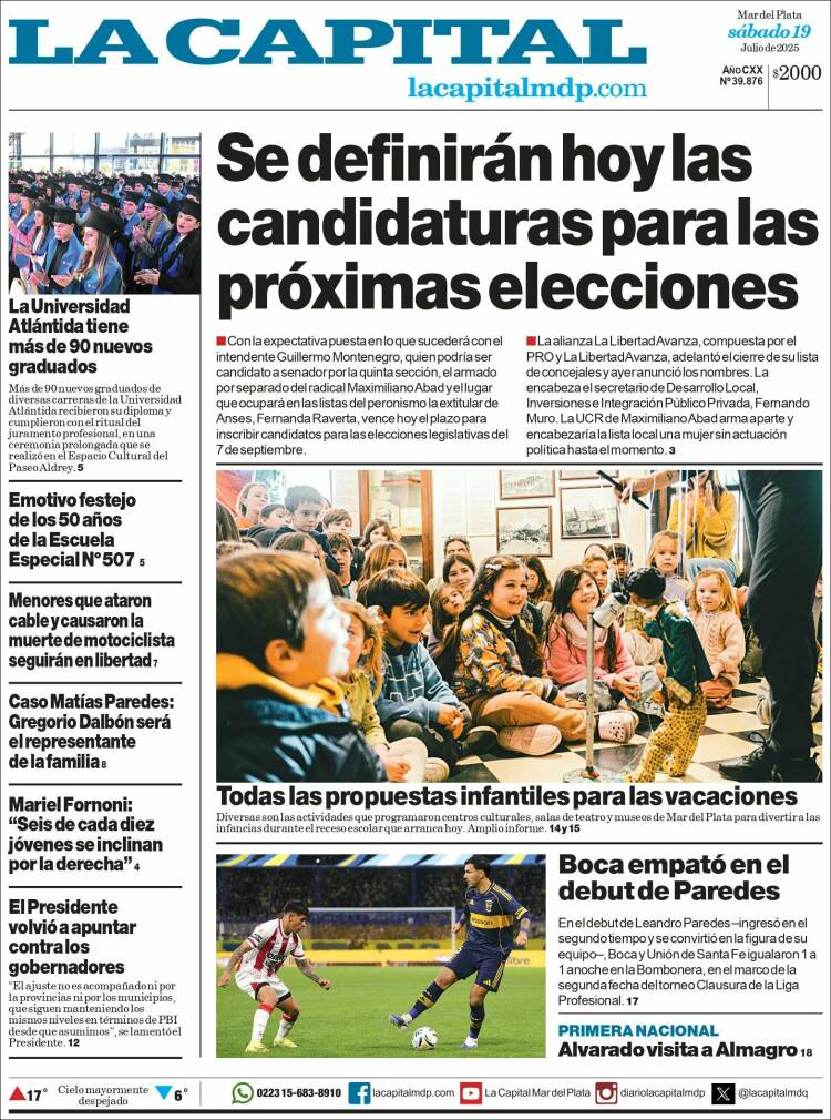 Portada de Diario La Capital - Mar del Plata (Argentina)