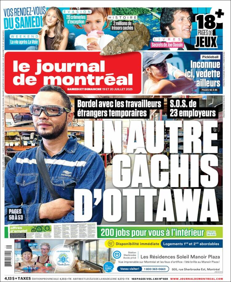 Portada de Le Journal de Montréal (Canadá)