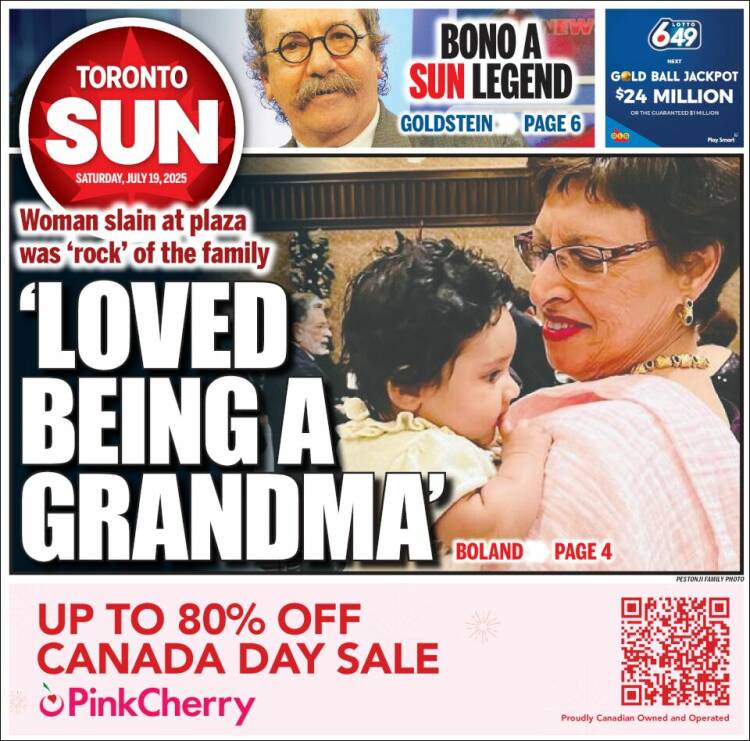 Portada de The Toronto Sun (Canadá)
