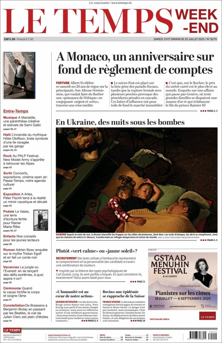 Portada de Le Matin (Suiza)