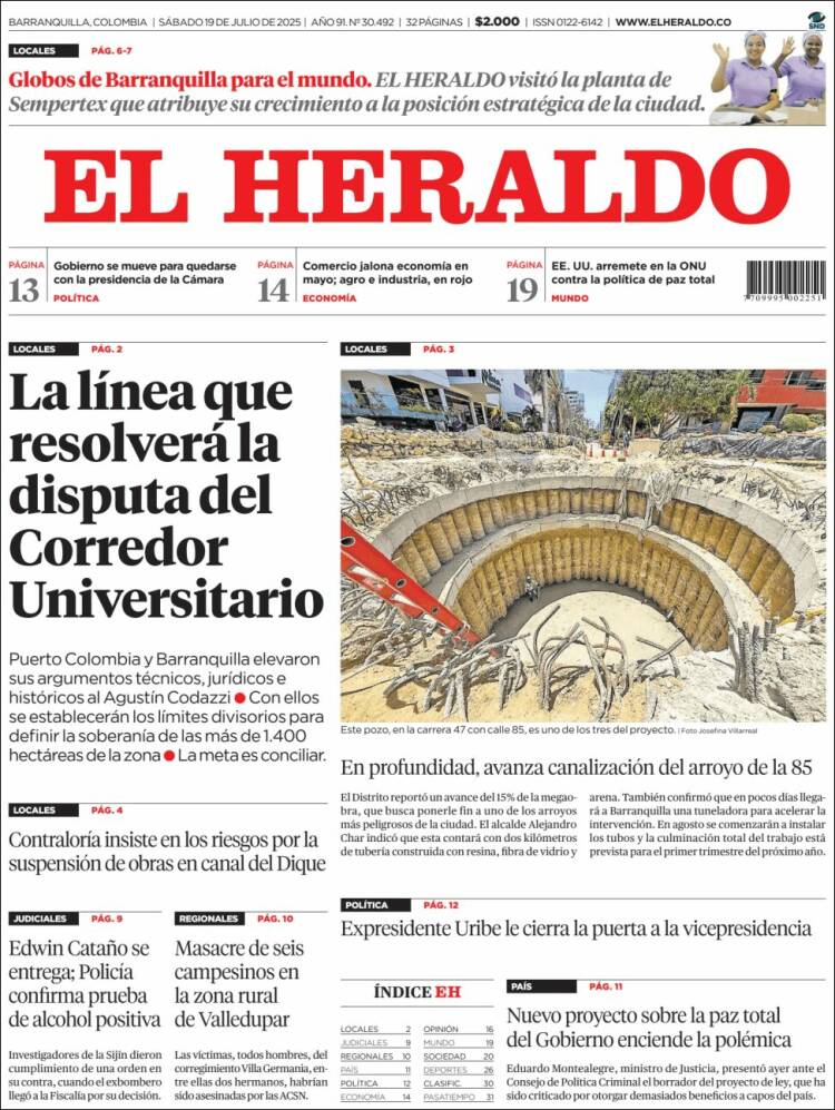 Portada de El Heraldo (Colombia)