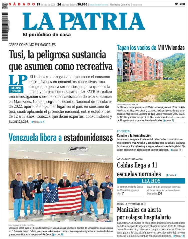 Portada de La Patria (Colombia)
