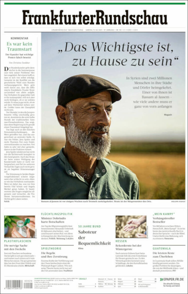 Portada de Frankfurter Rundschau (Alemania)