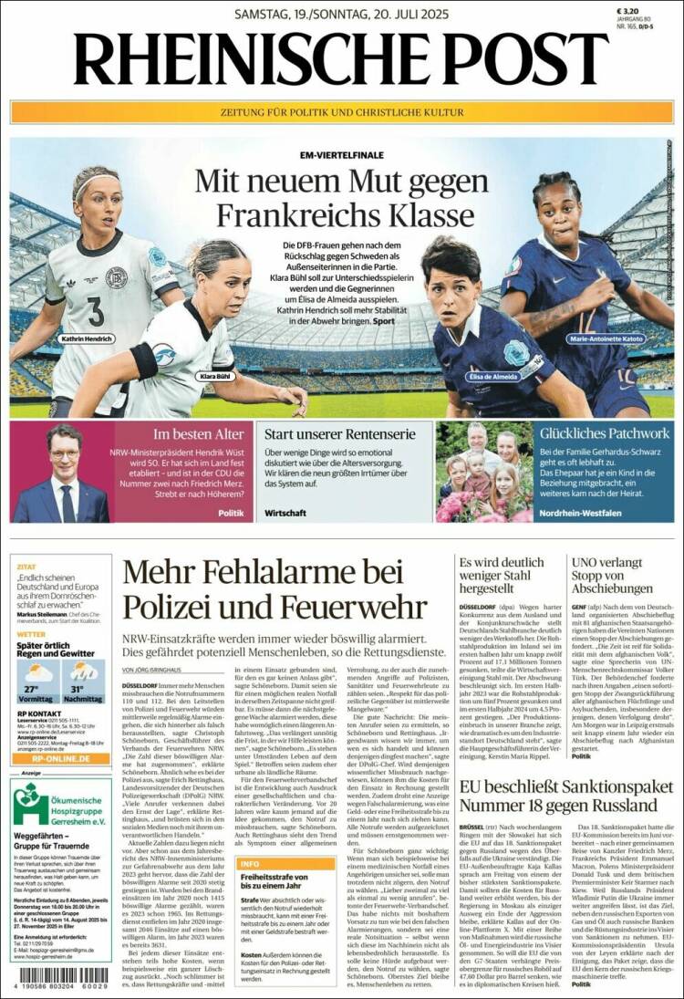 Portada de Rheinische Post (Alemania)