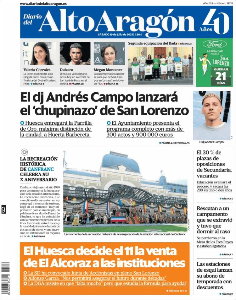 Portada de Diario del AltoAragón (España)