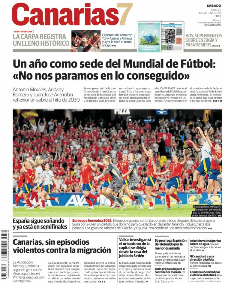 Portada de Canarias 7 (España)