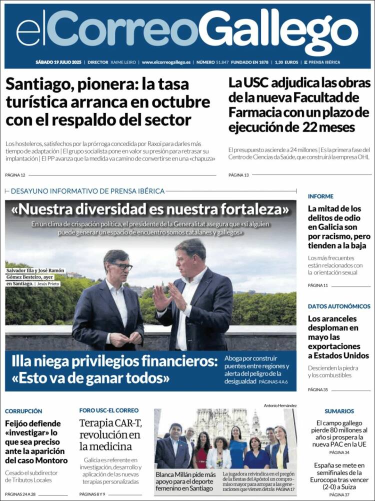 Portada de El Correo Gallego (España)