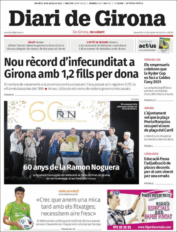 Portada de Diari de Girona (España)