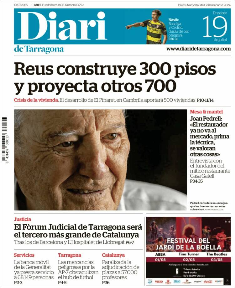 Portada de Diari de Tarragona (España)