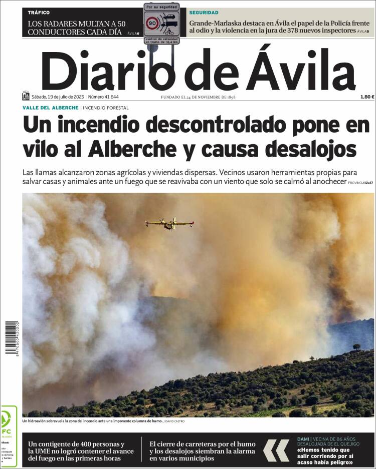 Portada de Diario de Ávila (España)