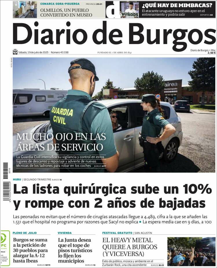 Portada de Diario de Burgos (España)