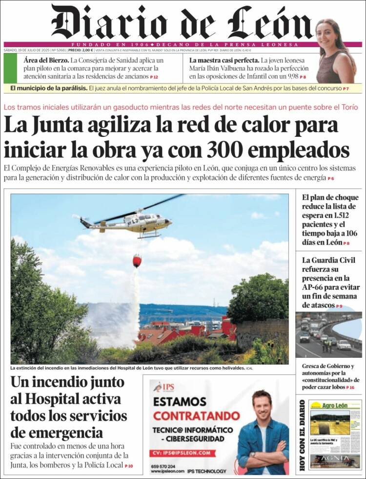 Portada de Diario de León (España)