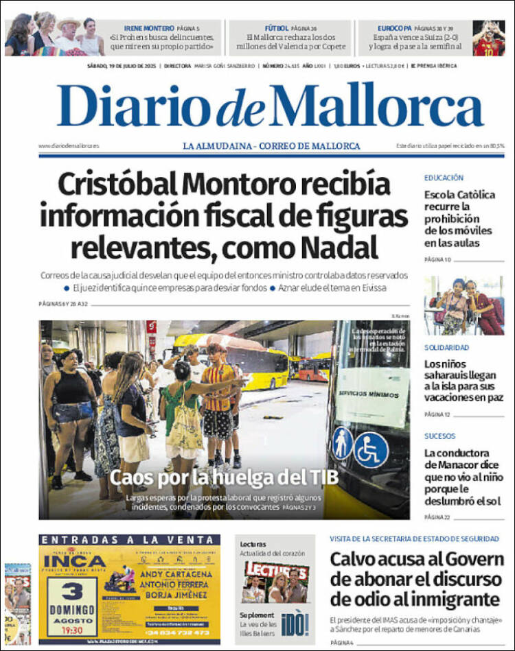 Portada de Diario de Mallorca (España)
