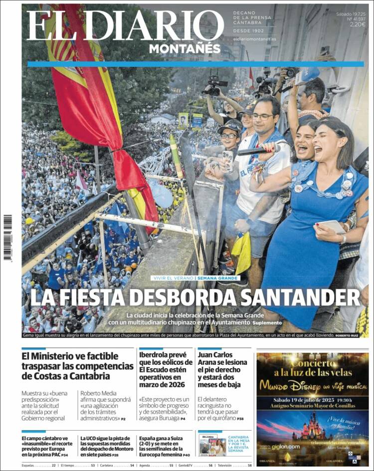 Portada de El Diario Montañés (España)