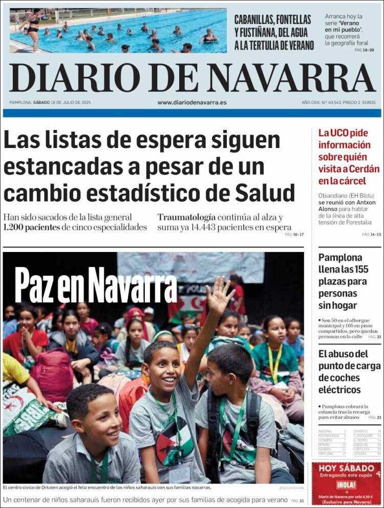 Portada de Diario de Navarra (España)
