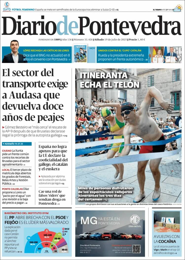 Portada de Diario de Pontevedra (España)
