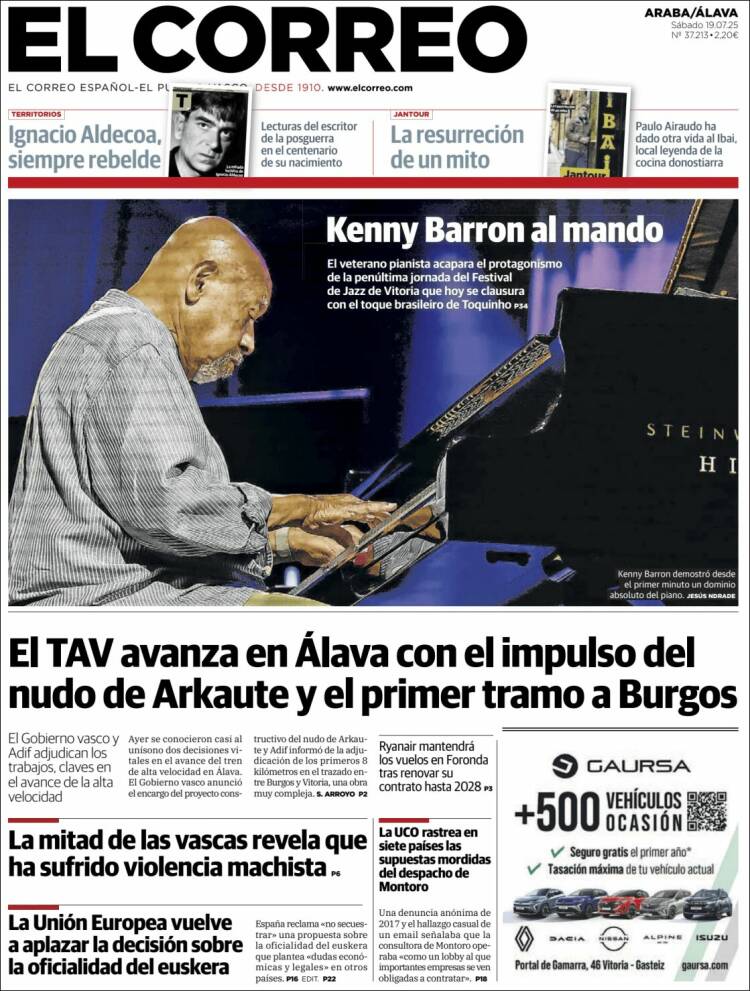 Portada de El Correo - Álava (España)