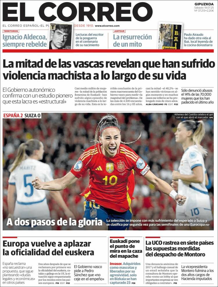 Portada de El Correo - Guipuzcoa (España)